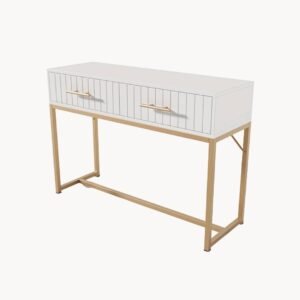 Table console avec 2 tiroirs pour chambre à coucher, blanc-8