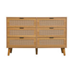 Commode avec 6 tiroirs en bois et rodin, couleur noyer-2