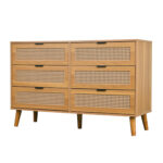 Commode avec 6 tiroirs en bois et rodin, couleur noyer-3