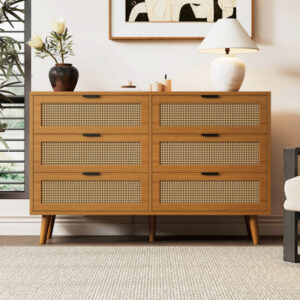 Commode  6 tiroirs en bois et rodin