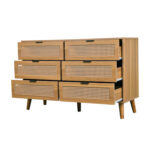 Commode avec 6 tiroirs en bois et rodin, couleur noyer-4