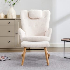 Fauteuil à bascule avec en peluche Teddy douce avec appui-tête et repose-pieds