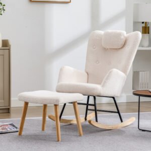 Fauteuil à bascule avec en peluche Teddy douce avec appui-tête et repose-pieds