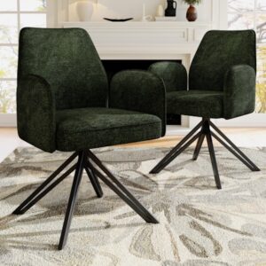 Lot de 2/4/6 chaise en velours pivotante à 360°, vert foncé