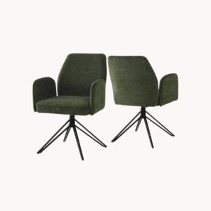 Lot de 2/4/6 chaise en velours pivotante à 360°, vert foncé