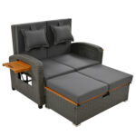 Bain de soleil double premium, canapé-lit d’extérieur étanche avec étagères, pour terrasse, jardin et balcon_11