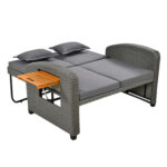 Bain de soleil double premium, canapé-lit d’extérieur étanche avec étagères, pour terrasse, jardin et balcon_19