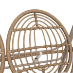 Balancelle de jardin 2 places en rotin PE, dossier confortable, cadre marron et coussins beiges_11