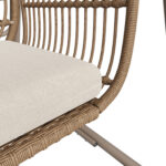 Balancelle de jardin 2 places en rotin PE, dossier confortable, cadre marron et coussins beiges_6