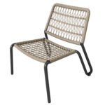 Ensemble bistro 3 pièces, mobilier de balcon en acier galvanisé, corde tressée à la main, plateau en bois massi，beige_2