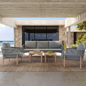 Ensemble de fauteuils de jardin 5 places avec canapé 3 places, 2 fauteuils et 2 tables basses