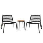 Ensemble de jardin 4 places avec canapé 2 places, 2 fauteuils et table basse, corde tressée en PE imitation herbe aquatique, gris_3