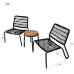 Ensemble de jardin 4 places avec canapé 2 places, 2 fauteuils et table basse, corde tressée en PE imitation herbe aquatique, gris_7
