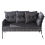 Ensemble de jardin 7 places en polyrotin, avec canapé, table, pouf et coussins, housses en tissu amovibles et lavables, gris_9