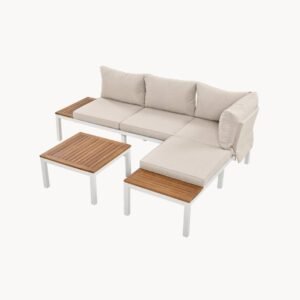 Mobilier d'extérieur combinable librementm 6 places, beige