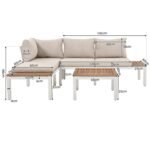 Ensemble fauteuil lounge de jardin avec 2 canapés 2 places, 2 tables d’appoint et 1 table, beige_7