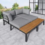 Ensemble fauteuil lounge de jardin avec 2 canapés 2 places, 2 tables d’appoint et 1 table, gris_4