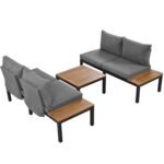 Ensemble fauteuil lounge de jardin avec 2 canapés 2 places, 2 tables d’appoint et 1 table, gris_8