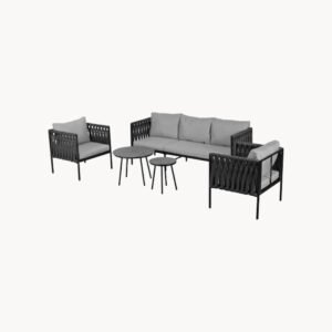 Ensemble lounge de jardin 3 places avec 2 fauteuils et 2 tables basses