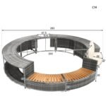 Ensemble lounge de jardin avec canapé rond, pieds réglables et coussins, idéal pour spa et piscine_1