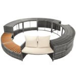Ensemble lounge de jardin avec canapé rond, pieds réglables et coussins, idéal pour spa et piscine_3