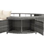 Ensemble lounge de jardin avec canapé rond, pieds réglables et coussins, idéal pour spa et piscine_9