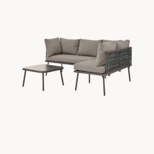 Ensemble lounge de jardin en fer 5 places, coloris gris