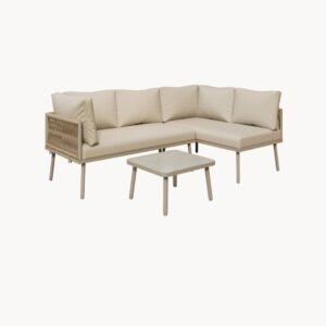 Ensemble lounge de jardin en fer 5 places, coloris beige
