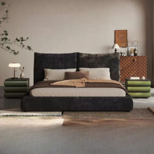 Lit vesper en velours chenille noir