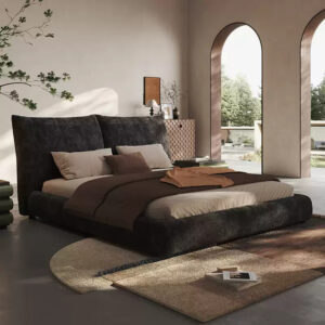 Lit vesper en velours chenille noir