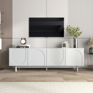 Meuble TV moderne blanc avec étagères réglables