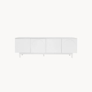 Meuble TV moderne blanc avec étagères réglables