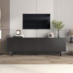 Meuble TV moderne noir avec étagères réglables