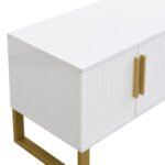 Meuble tv suspendu en bois avec espace de rangement spacieux- blanc-10