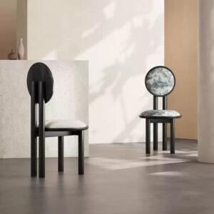 Chaise Écho en velours gaufré et et et frêne blanc