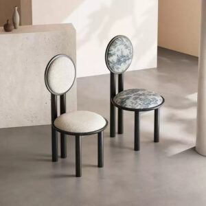 Chaise Écho en velours gaufré et et et frêne blanc