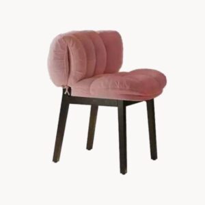 Chaise Pétale en velours et frêne blanc