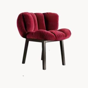 Chaise Pétale en velours et frêne blanc