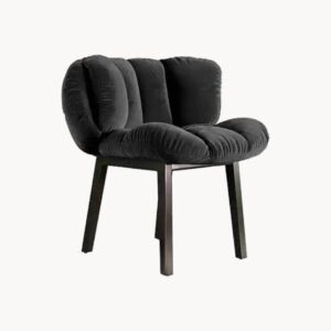 Chaise Pétale en velours et frêne blanc