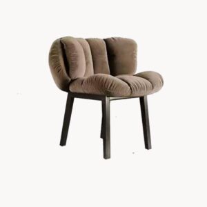 Chaise Pétale en velours et frêne blanc