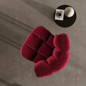 Chaise Pétale en velours et frêne blanc