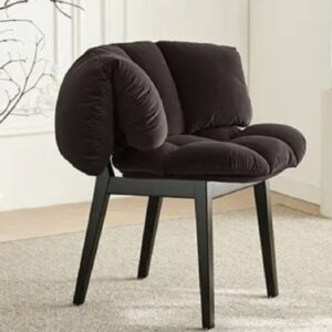 Chaise Pétale en velours et frêne blanc