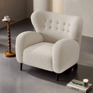 Fauteuil Blanc Éthéré en peluche de mouton