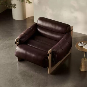 Fauteuil Horizon en cuir huilé vieilli