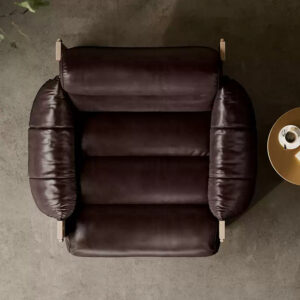 Fauteuil Horizon en cuir huilé vieilli