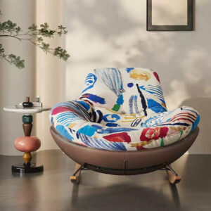 Fauteuil Jazz Chromatique en velours imprimé