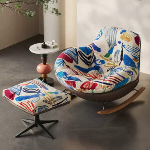Fauteuil Jazz Chromatique en velours imprimé