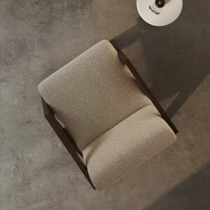 Fauteuil Lune en tissu de lin et de coton