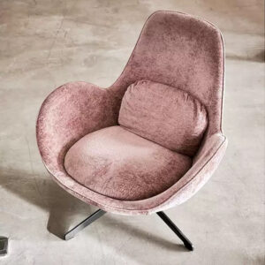 Fauteuil Pétale en velours chenille pivotant à 360 degrés