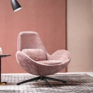 Fauteuil Pétale en velours chenille pivotant à 360 degrés